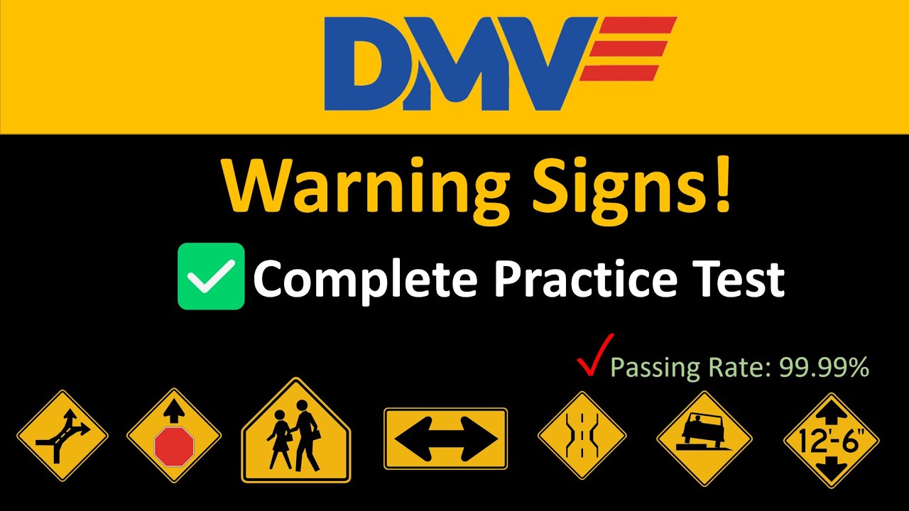 DMV Road Sign 2025 Complete Practice Test (WARNING SIGNS) with Explanation