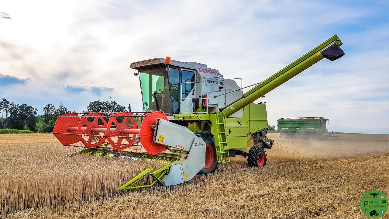 Weizen dreschen 2019 mit Claas Dominator 150 Hydro Drive und Claas C 420 |  Getreideernte 2019