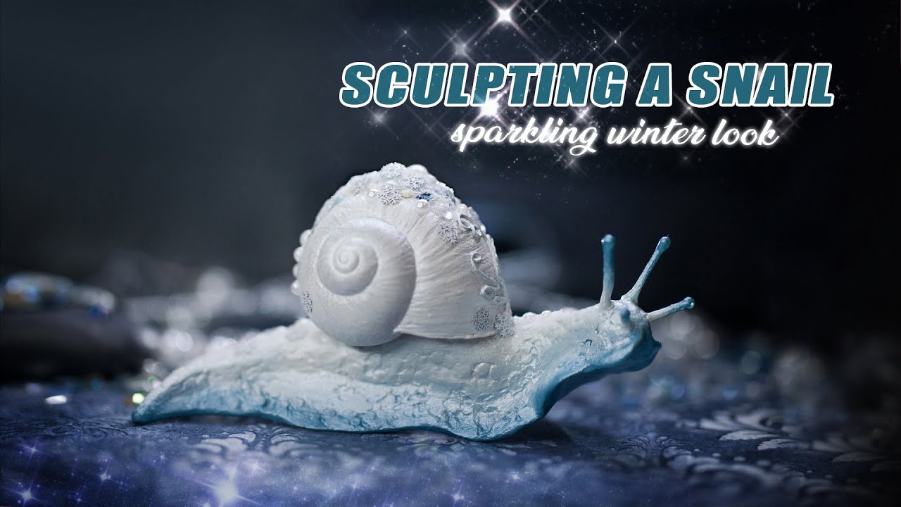 Sculpting a sparkling white winter snail