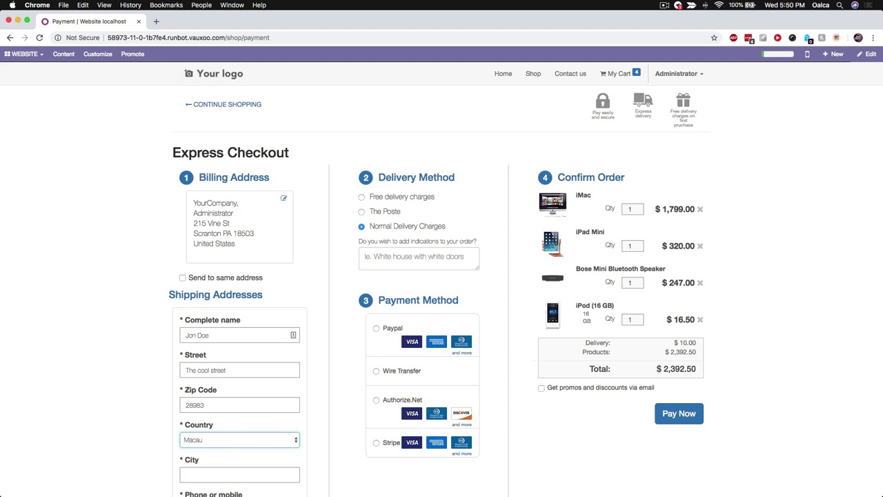 Odoo -  One Page Checkout