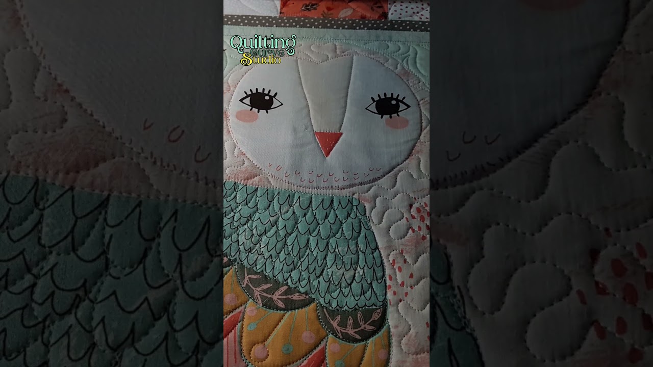 baby quilt with owl custom quilting on a panel 