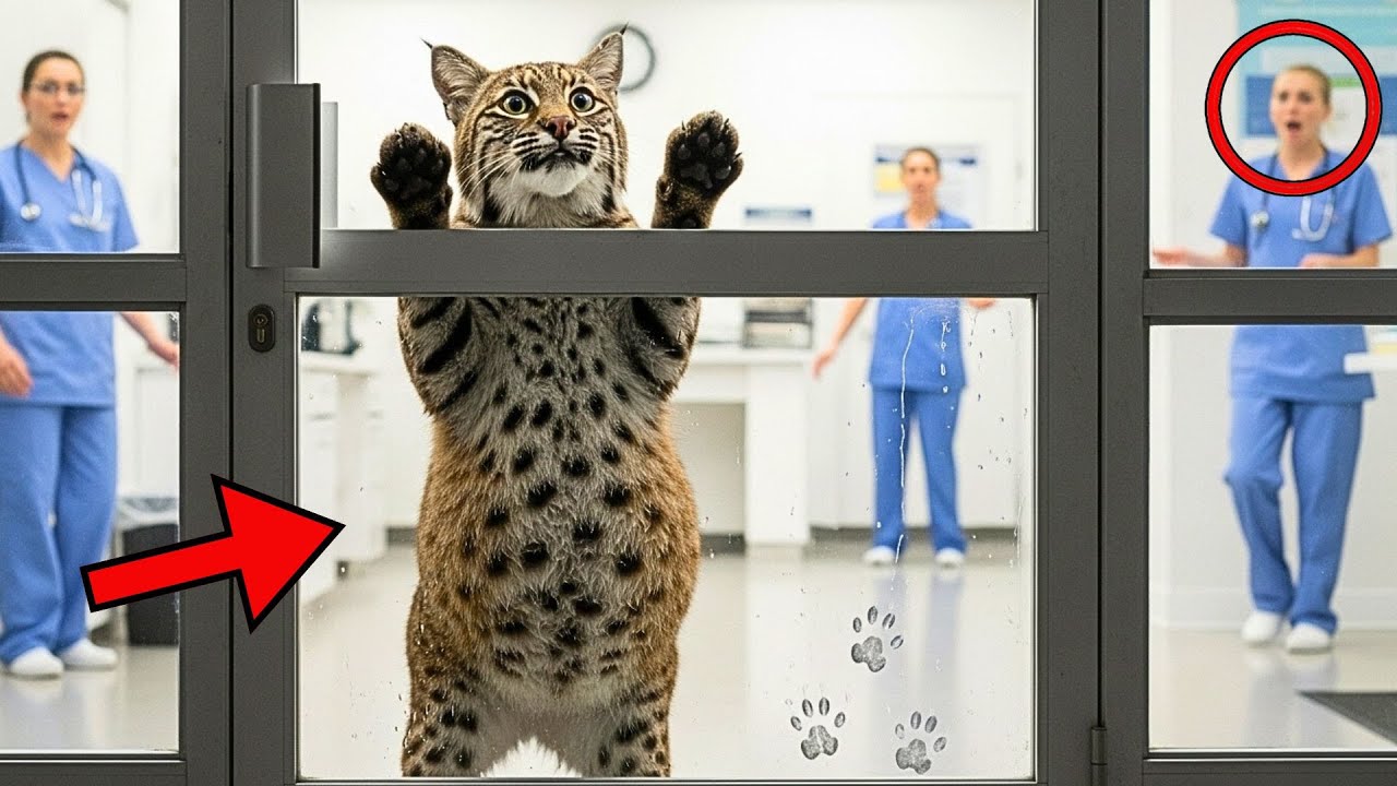 Pregnant Bobcat Keeps Scratching the Vet’s Door – When They Open It, Everyone Starts Crying