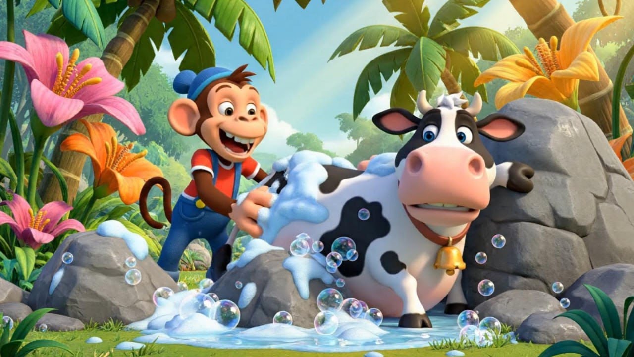 Baby Monkey Tried To Wash A Cow And This Happened Next