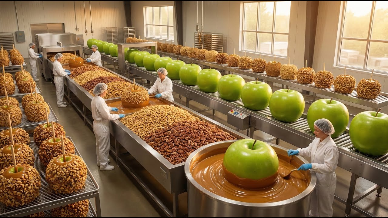 Inside a Commercial Caramel Apple Factory: From Tart Green Apples to Nut-Crusted Holiday Treats
