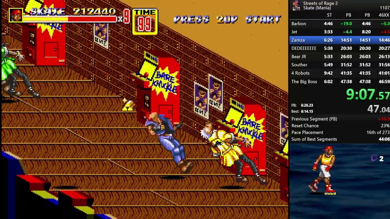Streets of Rage 2 Skate Mania Last PB/WR 46:24