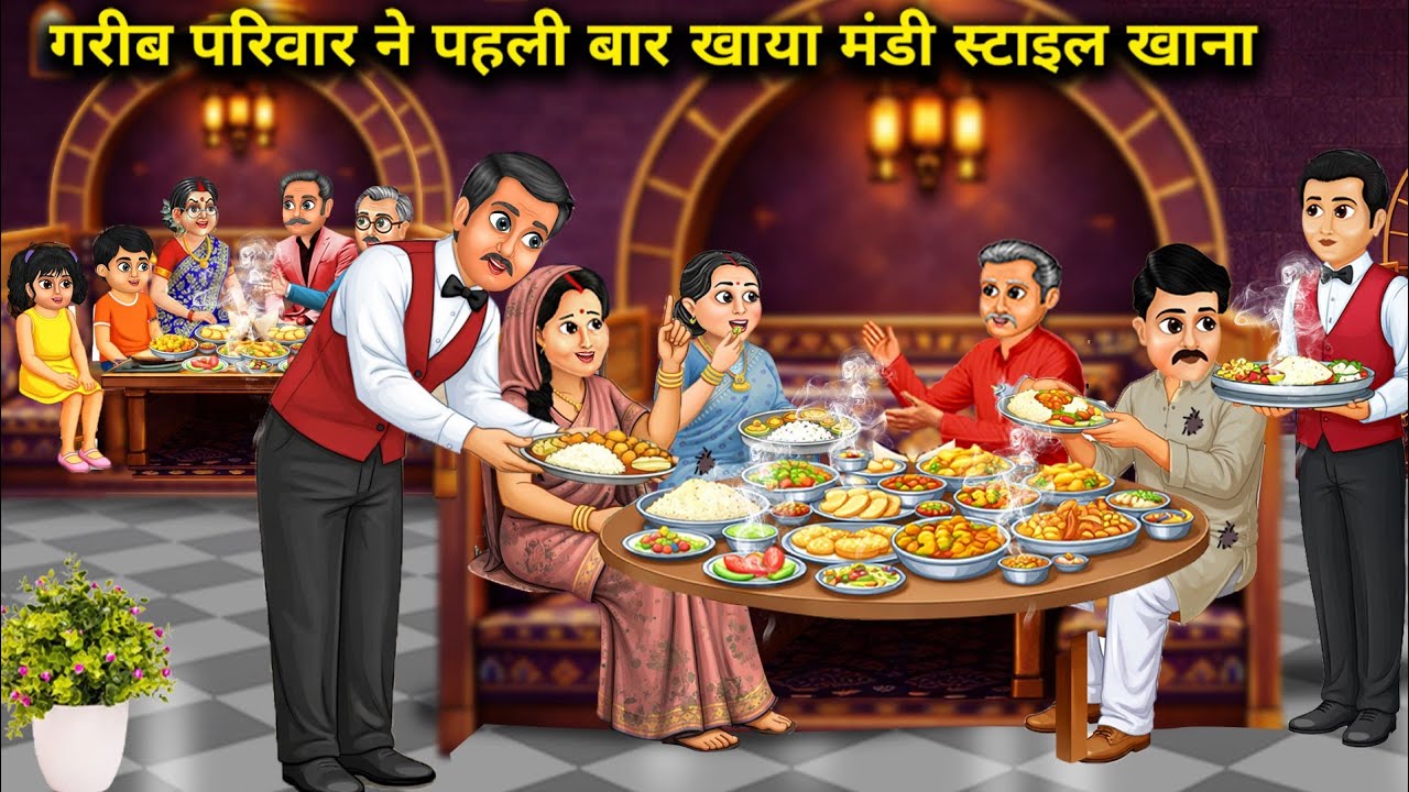 गरीब परिवार ने पहली बार खाया मंडी स्टाइल खाना || Cartoon Videos || Poor family ate Mandi style food।
