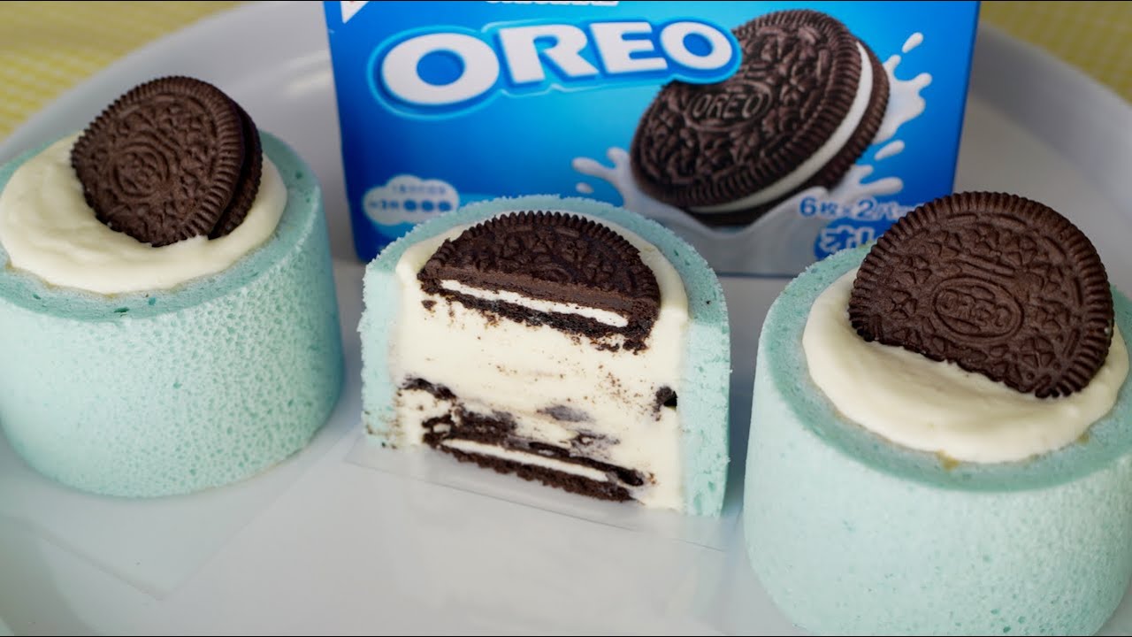 Blue Cake with Oreo and Cheese Cream with bird sounds オレオとチーズクリームのケーキ 鳥の鳴き声付き