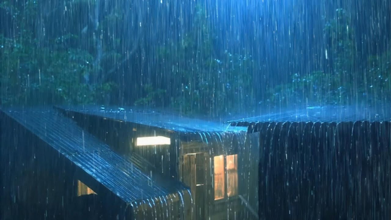 1 час уютной хижины под звуки дождя в лесу ночью