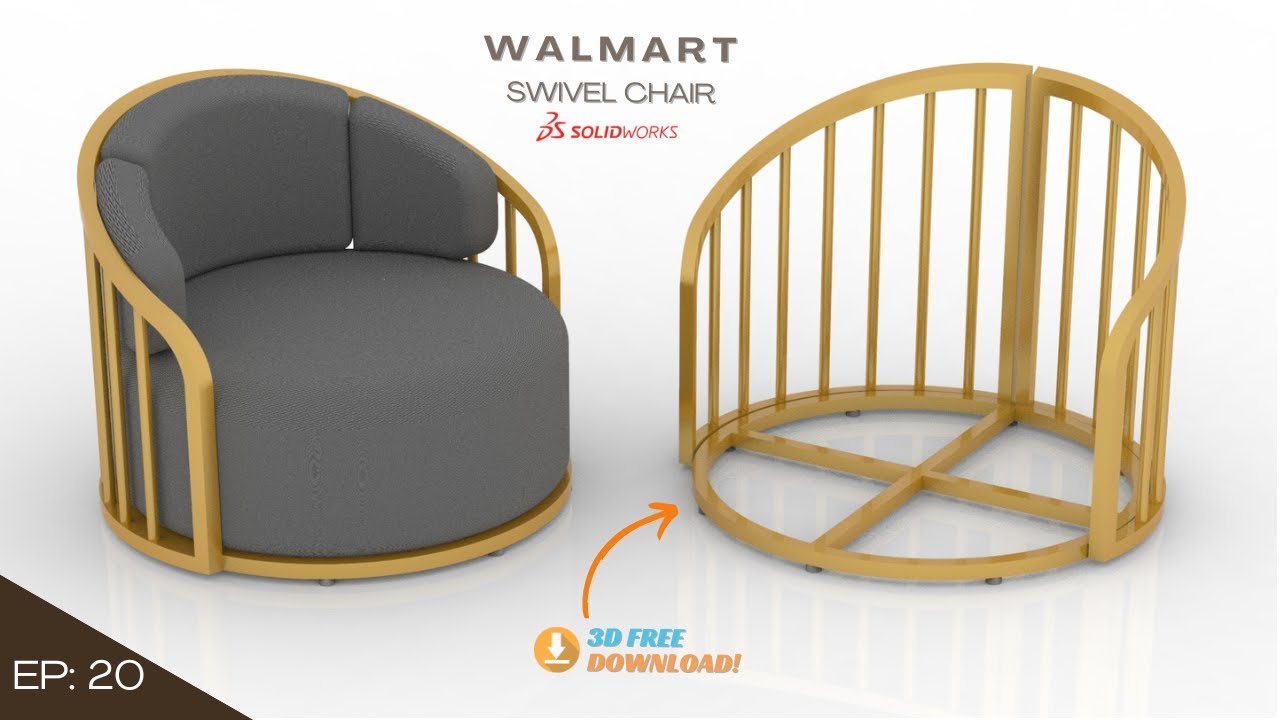Solid works - Furniture Design | Walmart Swivel Chair | Concept Table-chair | EP20
