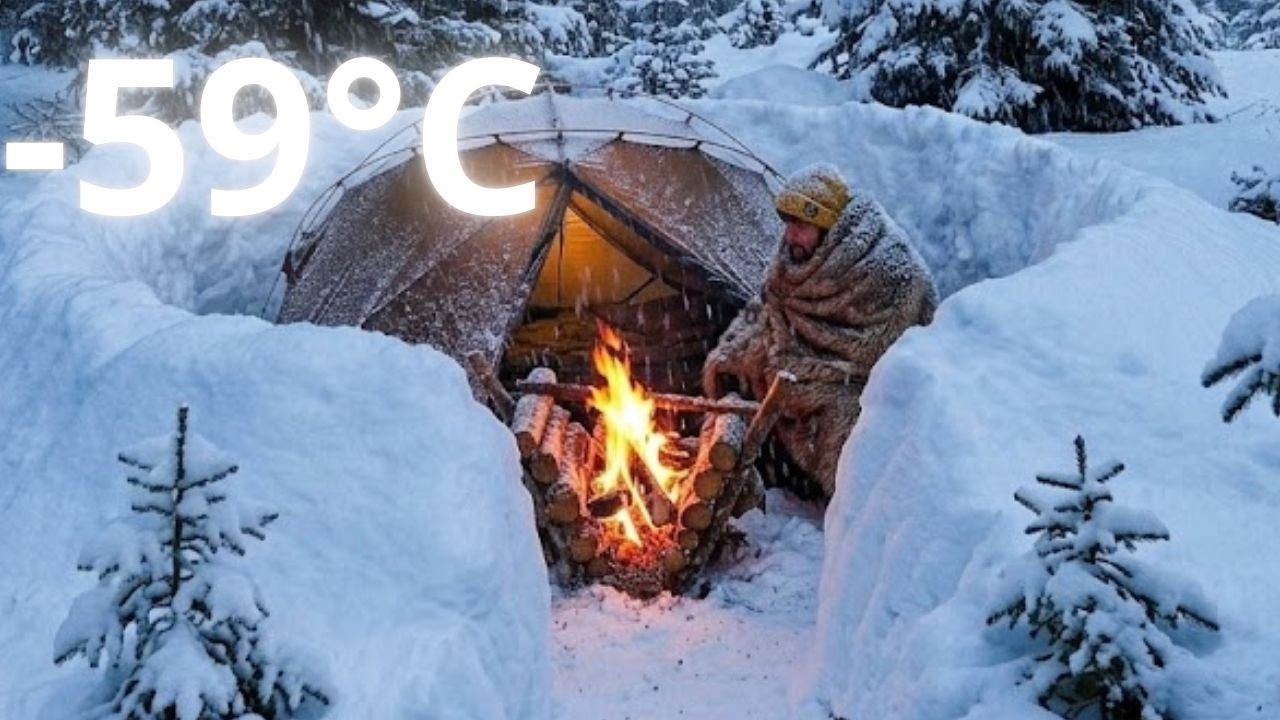 Surviving -59°C Solo Camping - Alone in the Snow