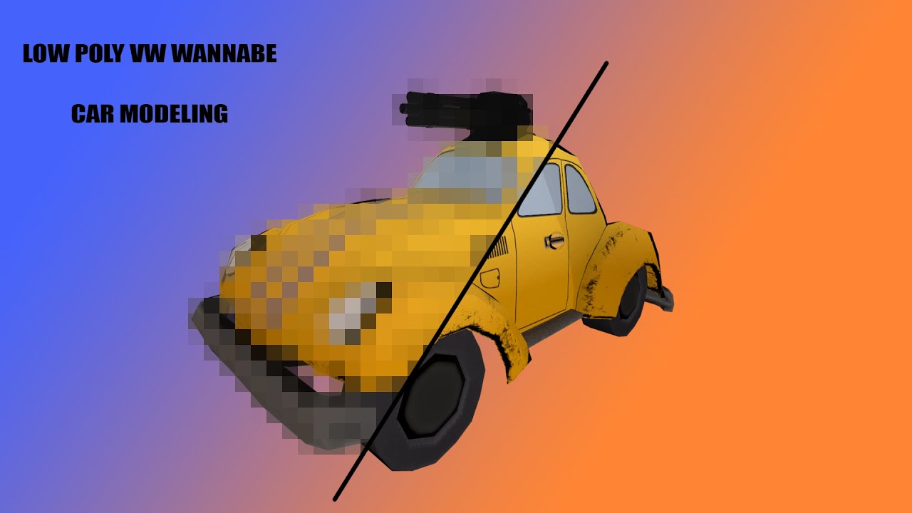 Maya 3d modeling. Low Poly Volkswagen Beetle like car