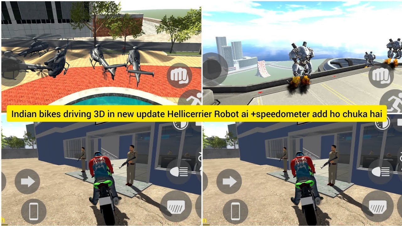 So Guys indian bike driving 3D mein new update Hellicerrier Robot ai + speedometer 😱😱 