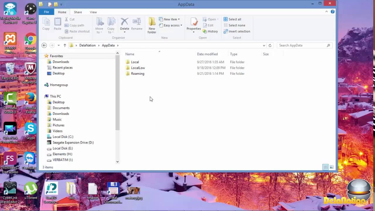 Windows 7/8/8.1 : how to open the AppData folder