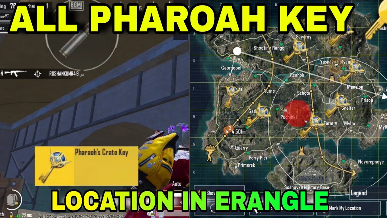 BGMI Pharaoh's Crate Key All Location | Pharaoh Crate Key location BGMI