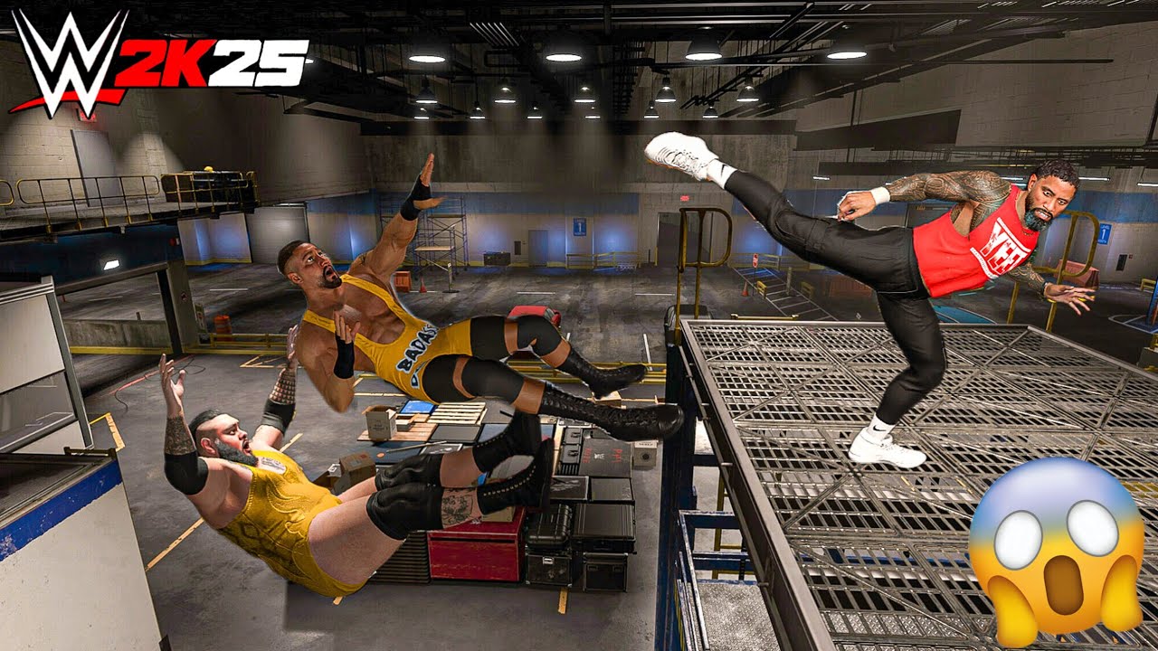 Джей Усо атакует Брона Брейкера и Бронсона Рида за кулисами — геймплей WWE 2K25