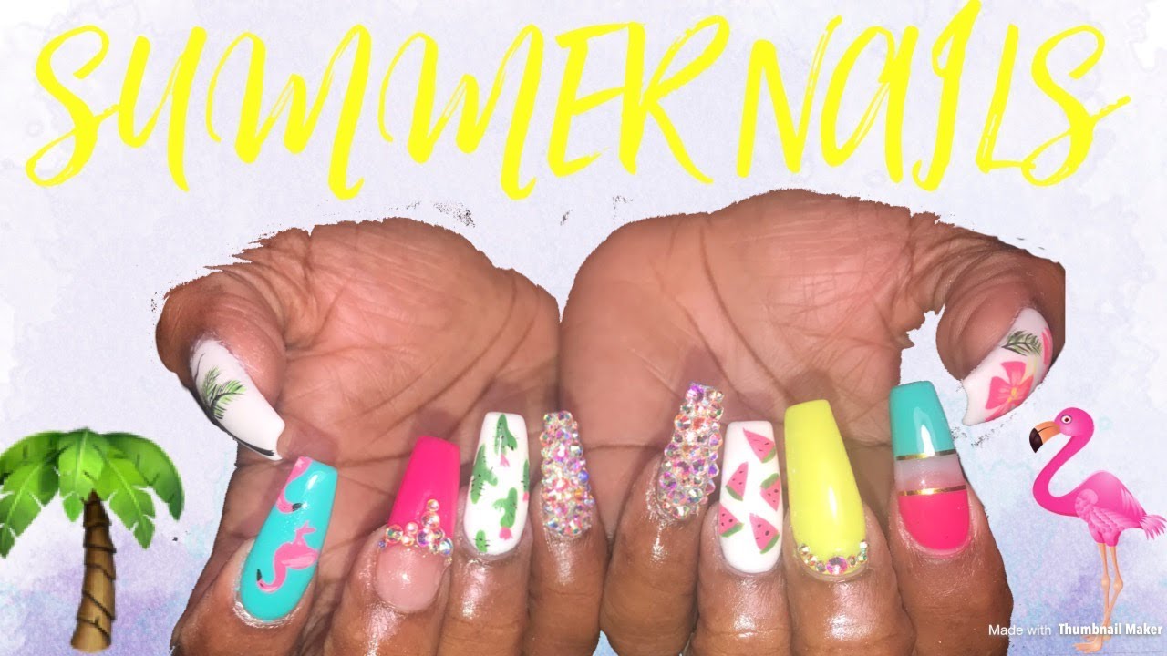 Summer Nails Tutorial | Acrylic Nails Design Tutorial