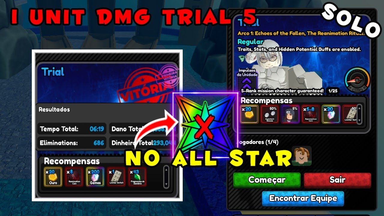 COMO COMPLETAR TRIAL 5 com 1 UNIT DE DANO **sem ALL STAR** no ASTD X no ALL STAR