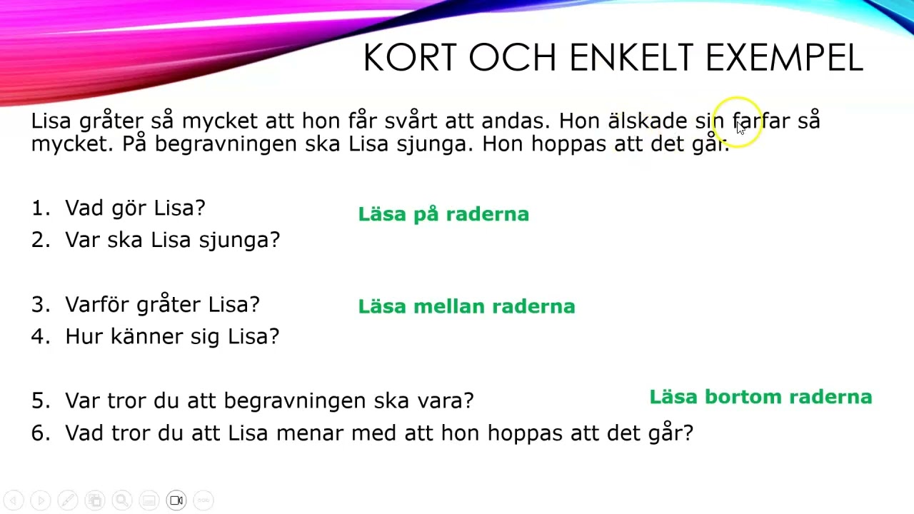 INFORMATION OCH TIPS när du ska svara PÅ LÄSFÖRSTÅELSEFRÅGOR