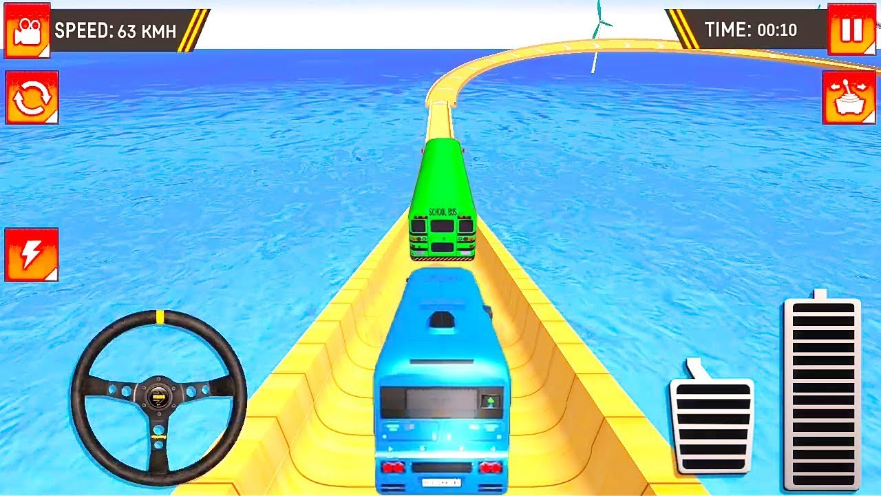 Impossible Bus Vs Bus Freestyle Stunt Racing Game | Blue Bus Vs Green Bus Driving 3D Game