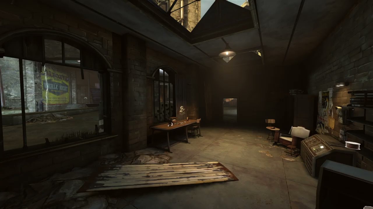 Dishonored Ambience | Checkpoint of Hatters in the Drapers Ward Textile Mill with static