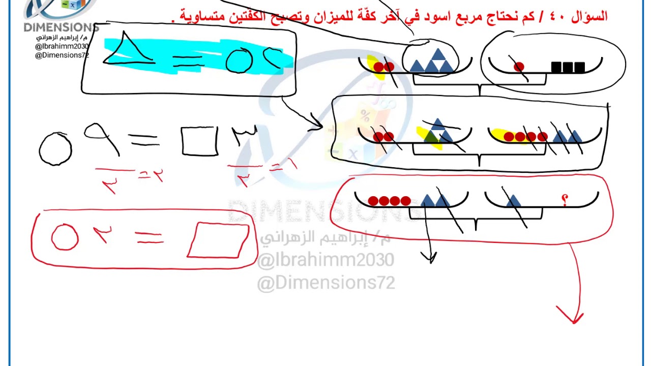 | مسألة الميزان لدرس الاشكال | قدرات جامعيين| دايمنشن التعليمية
