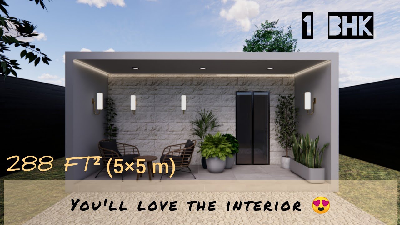 Small and Modern 288 (5×5 m) sqft house | 1 BHK Smart layout with spacious living! 😍