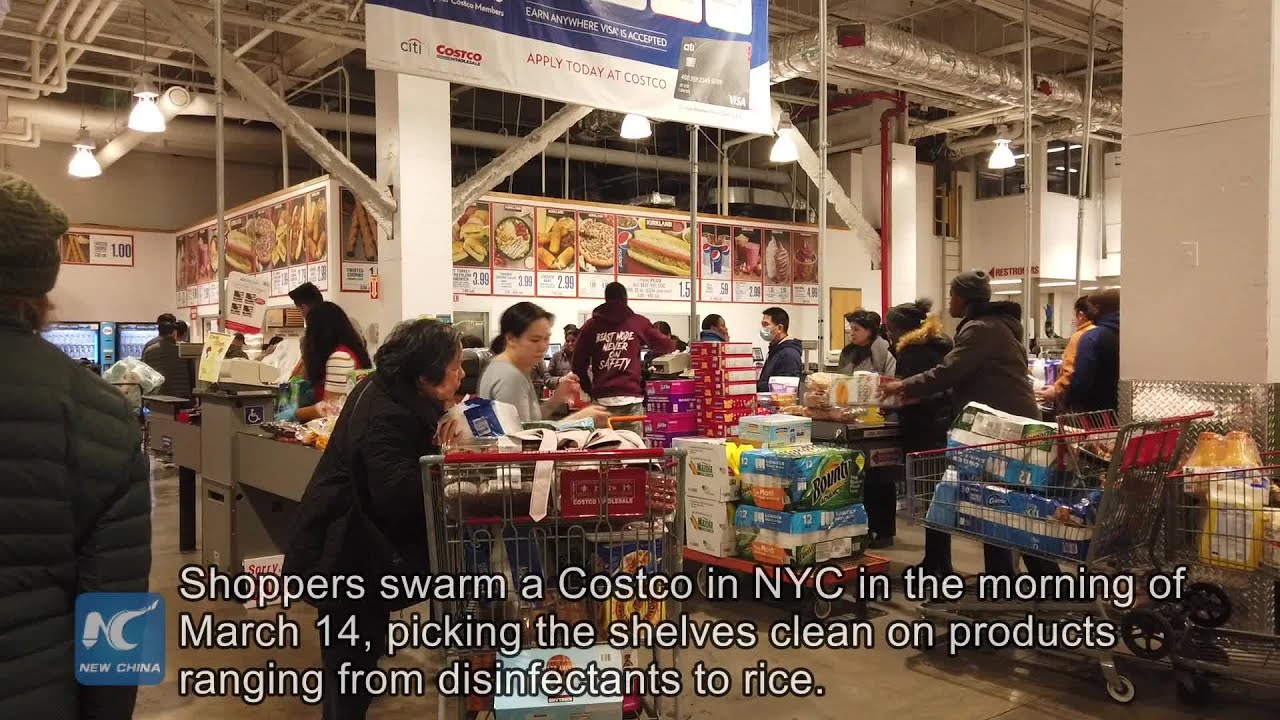 Shoppers fill Costco NYC to stock up on food, sanitizers