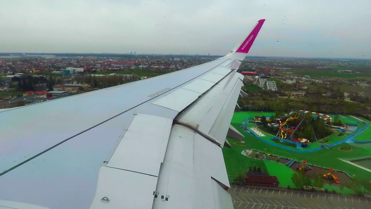 WIZZ Air Airbus A321 WING VIEW Landing at Bucharest Otopeni Airport | Seat 23F