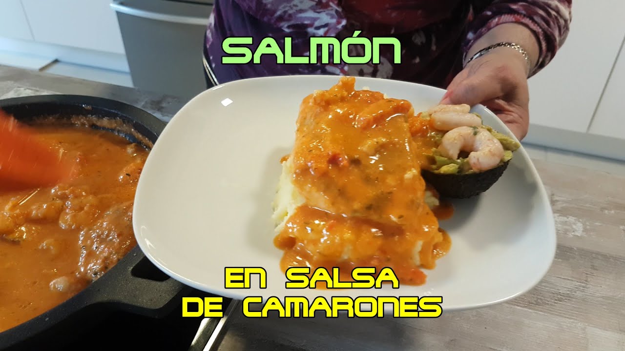 Salmón en salsa de camarones. Con pocos ingredientes y exquisito 🍤