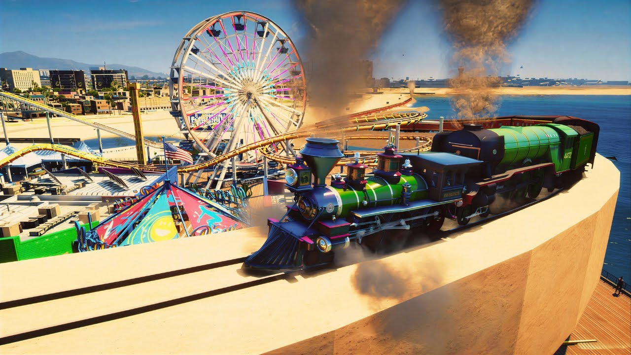 Disney Railroad & Flying Scotsman Exploring Beach of Pacific Ocean | Two Trains Two Tracks | GTA 5