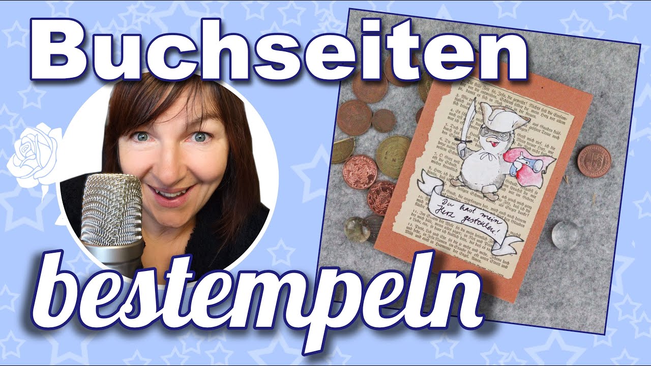 Auf bedrucktes Papier stempeln und malen | Alte Buchseiten für Kunst und Basteln wiederverwenden