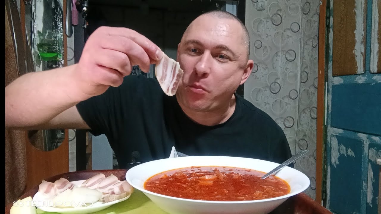 Мукбанг/обжорыч/Домашняя еда Борщ/