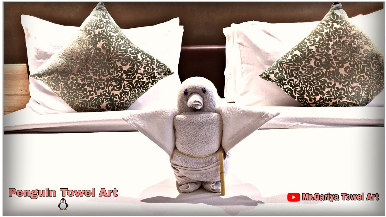 Penguin towel art folding | Towel art penguin | how to Make a Towel Penguin | towel art