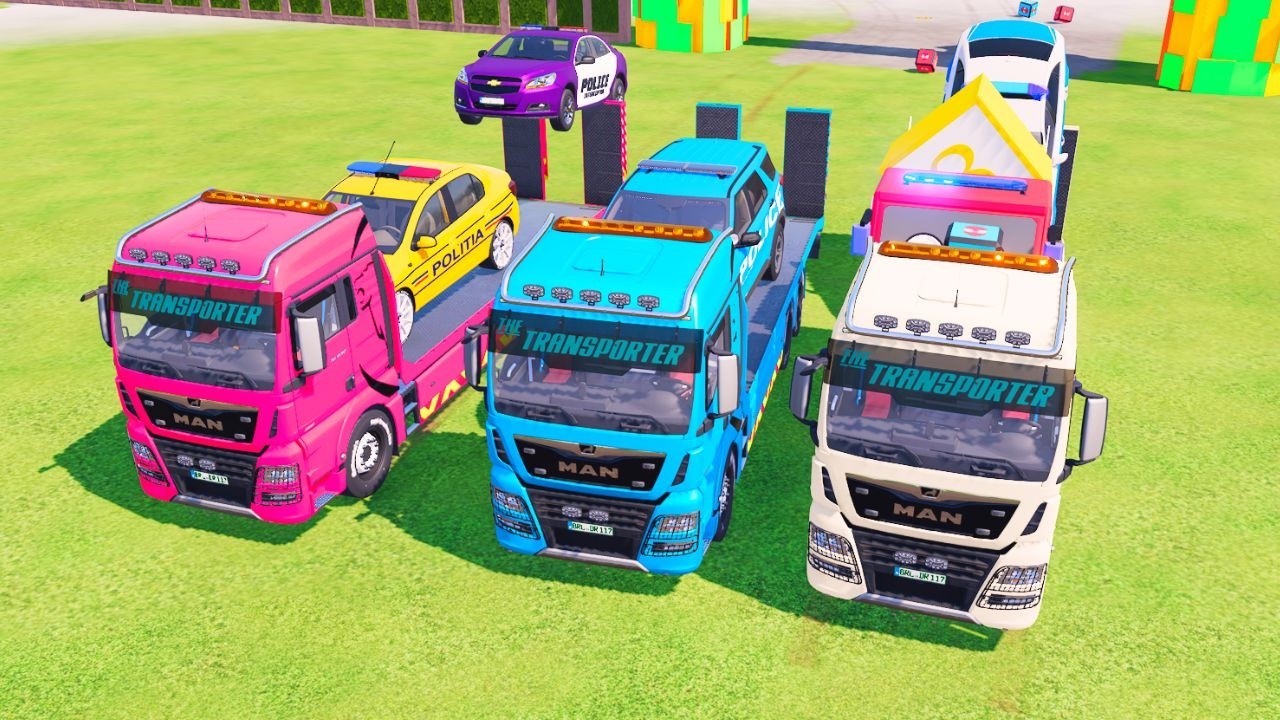 TRANSPORTING COLOR FULL POLICE CARS WITH MAN TRUCK FS 22 #fs22  #2026 #farmingsimulator #2