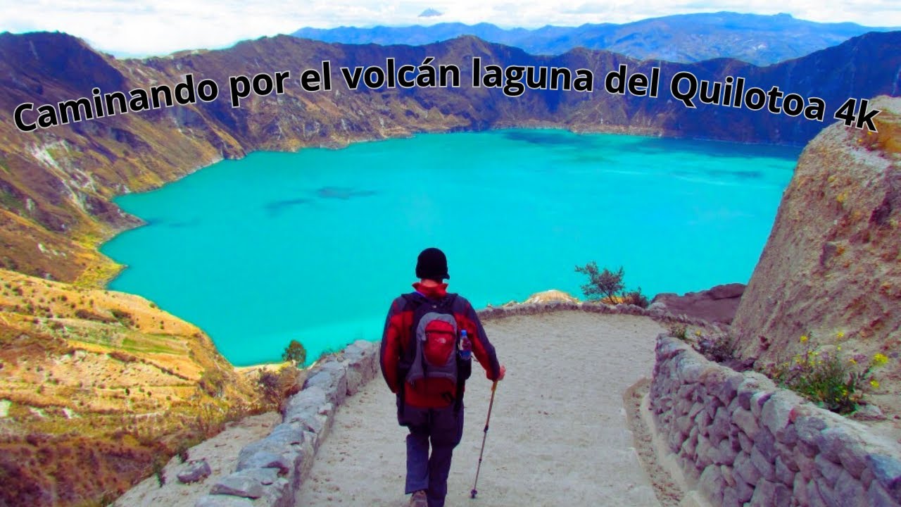 Caminando por volcan laguna del Quilotoa 4K - walking along the Laguna del Quilotoa volcano