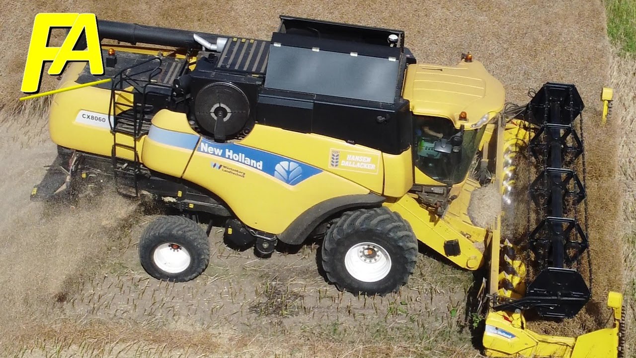 Raps dreschen #Drohnen Video vom New Holland CX8060 #Mähdrescher #Dreschaction in Norddeutschland