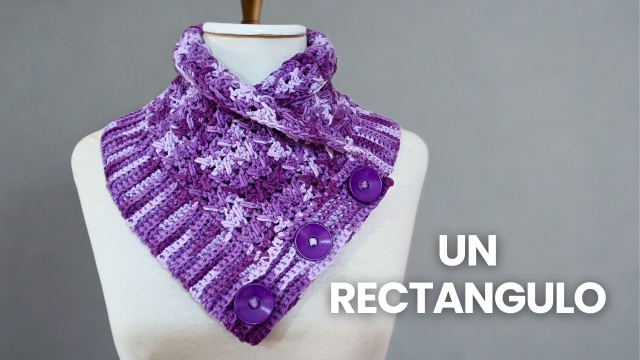 Cuello a crochet con un rectángulo - Fácil y para principiantes