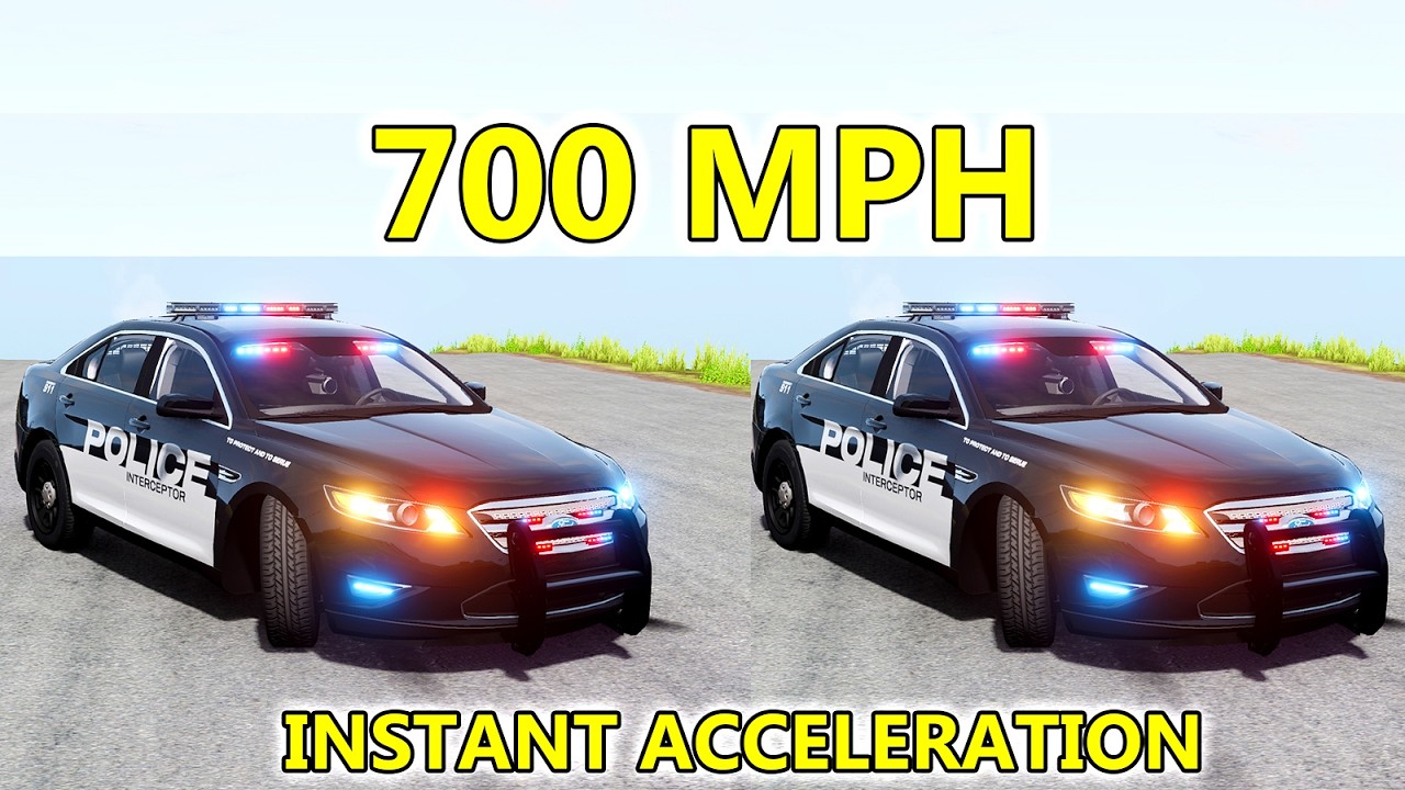 BeamNG Drive 0 to 700 MPH    Realistic Police Cars Crashes #7