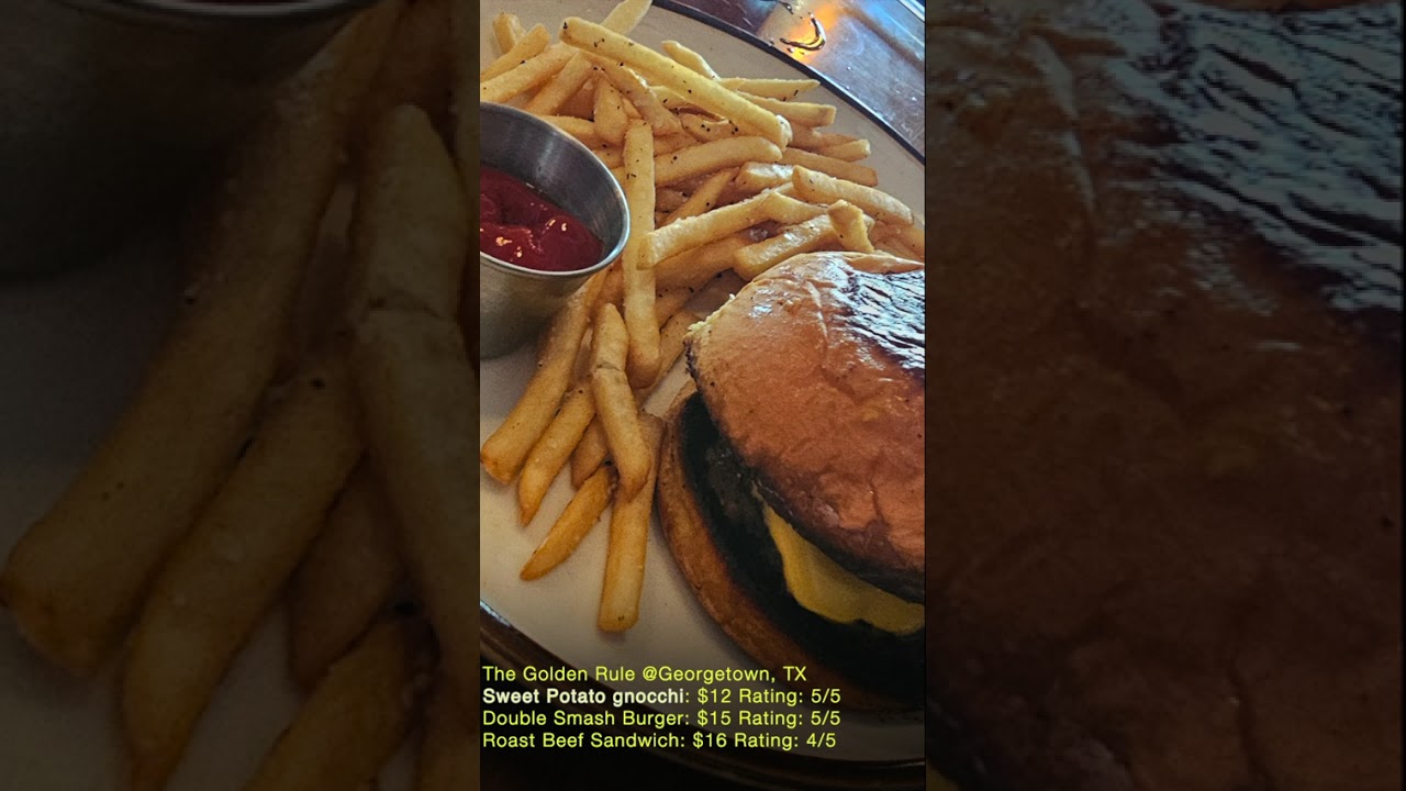 Eating an elk smash burger, sweet potato gnocchi, and a roast beef Sandwich at The Golden Rule