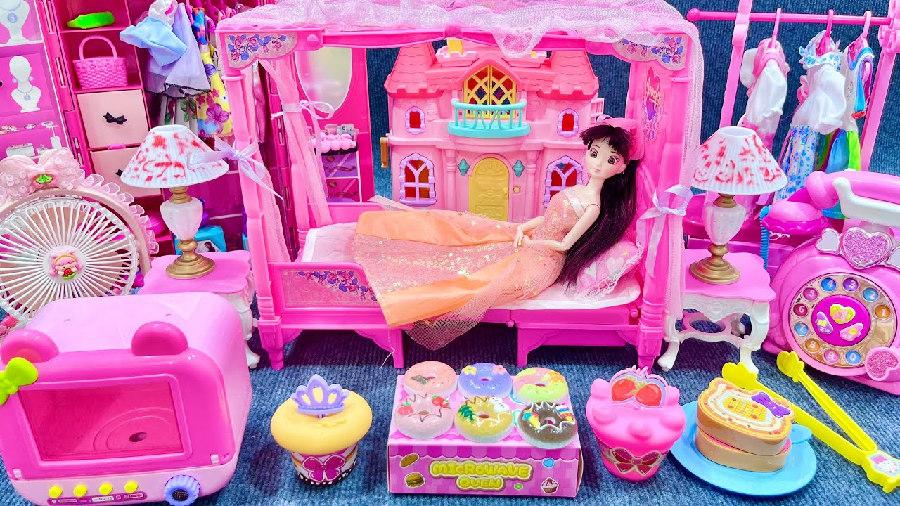 10 Minutes Satisfying with Unboxing Pink Barbie Doll Bedroom,Kitchen Collection Review Toys | ASMR