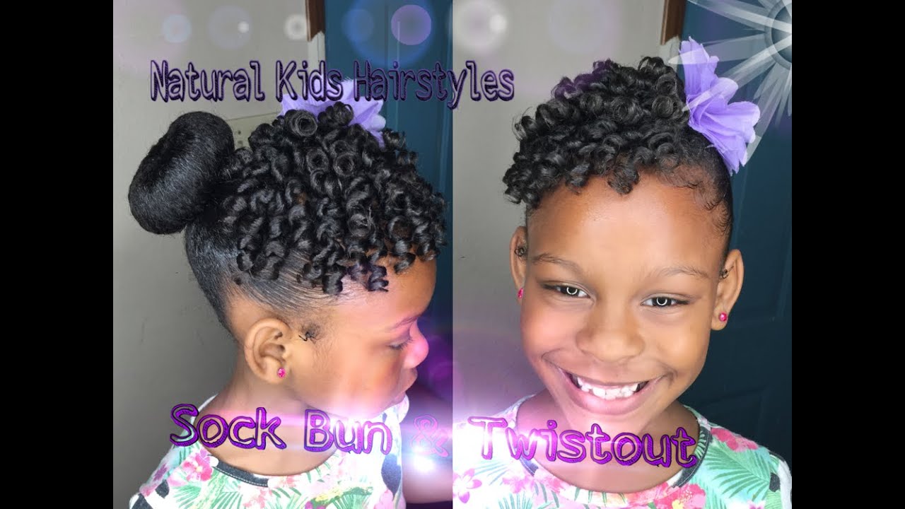 Kids Natural Hairstyle: Sock Bun & Defined Twistout with Rollers
