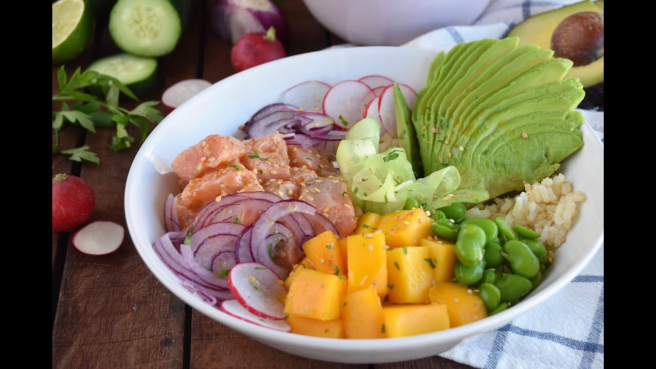 Poke bowl de salmón muy fácil/ RECETAS SALUDABLES