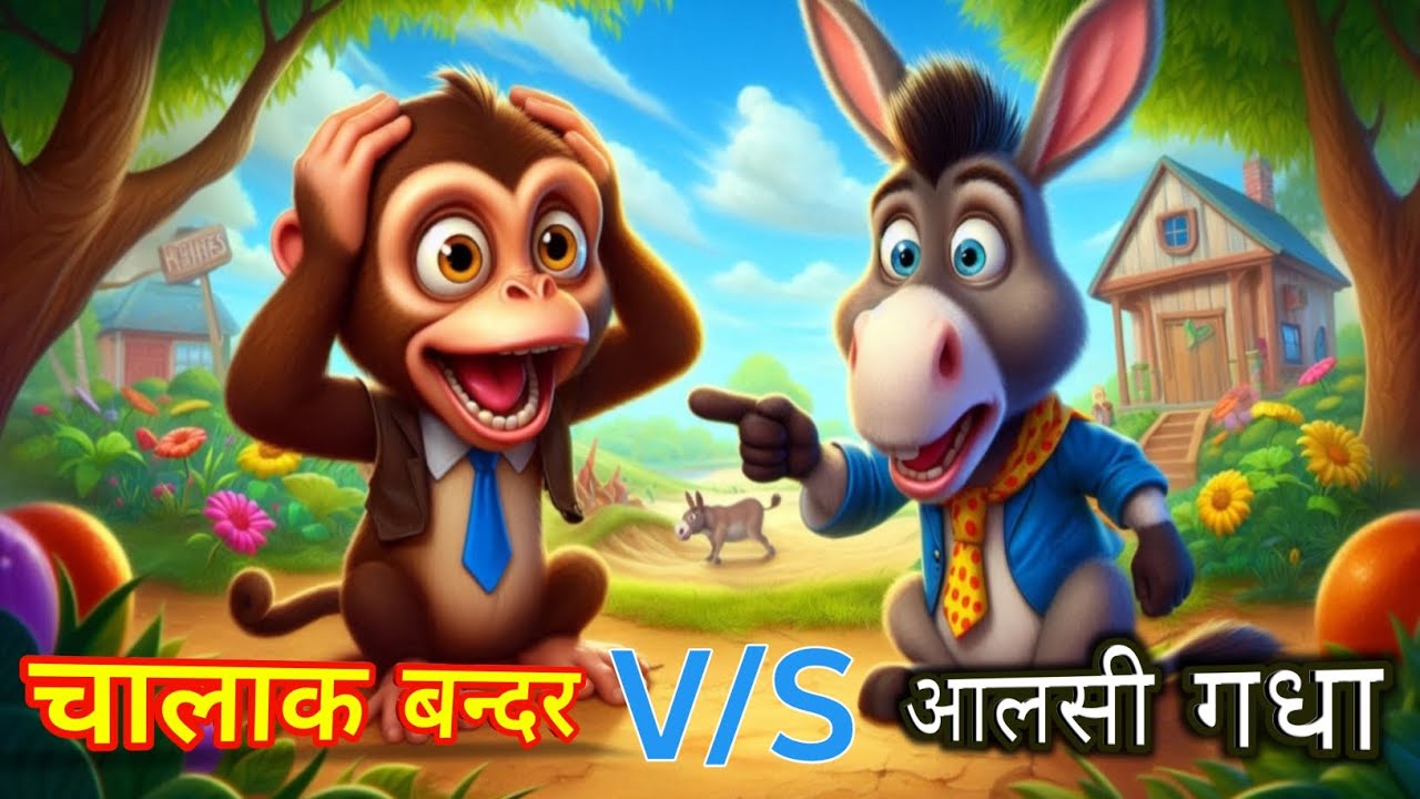 चालाक बन्दर v/s आलसी गधा|Chalak bander aur alsi gadhha|Hindi khani