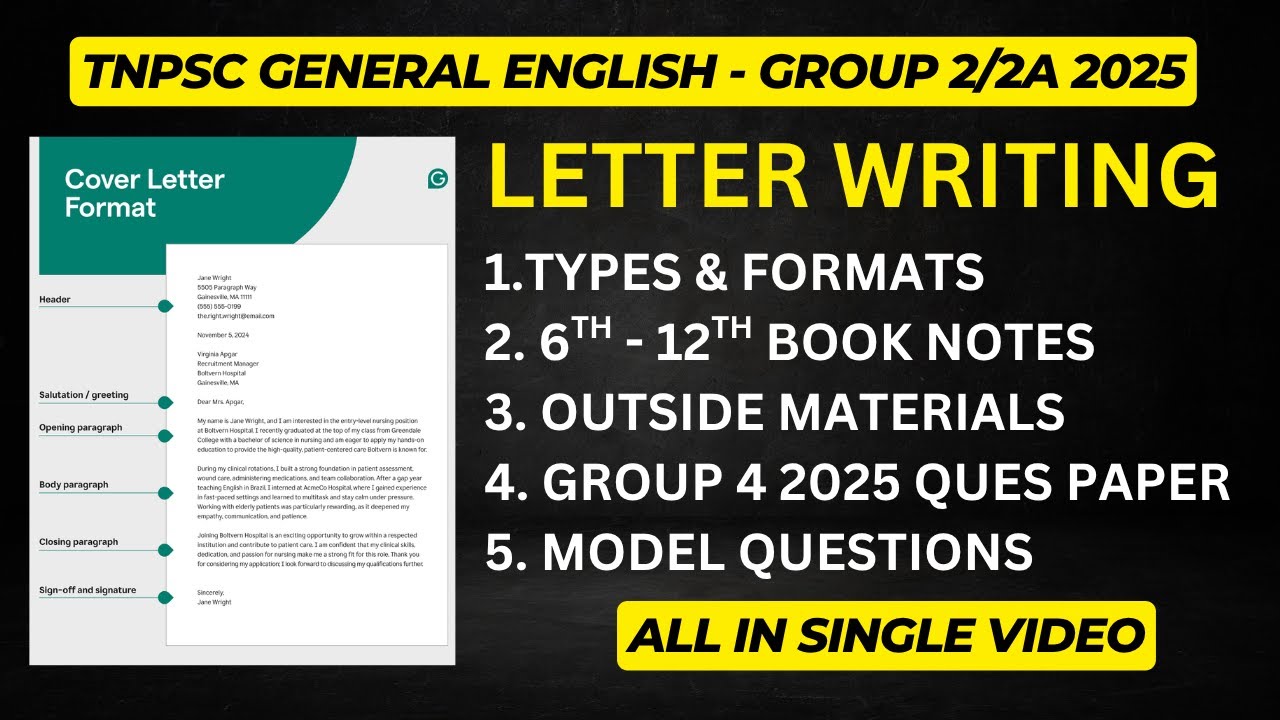LETTER WRITING - UNIT 3 - WRITING SKILLS - TNPSC GROUP 2/2A 2025 UPDATED SYLLABUS | TNPSC ENGLISH