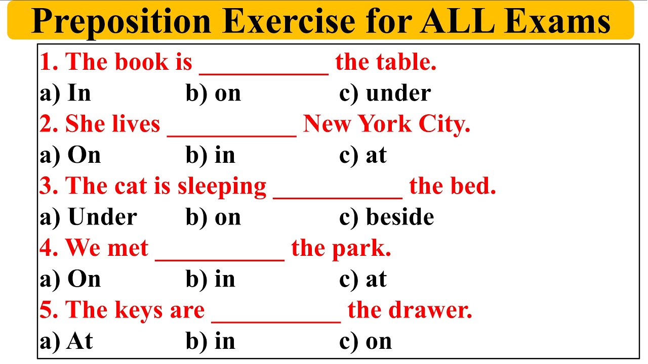Prepositions Exercise For All Exams | Prepositions 50  MCQs