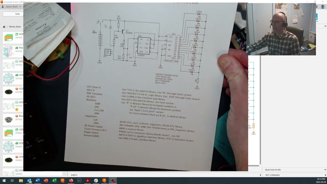 PCB Design for 4017 555 timer roulette wheel in Fusion 360