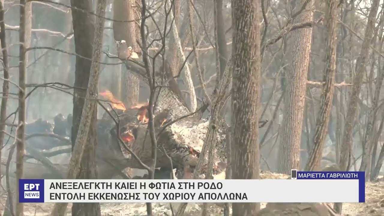 Φωτιά στη Ρόδο: Εντολή εκκένωσης του Απόλλωνα | 19/7/2023 | ΕΡΤ