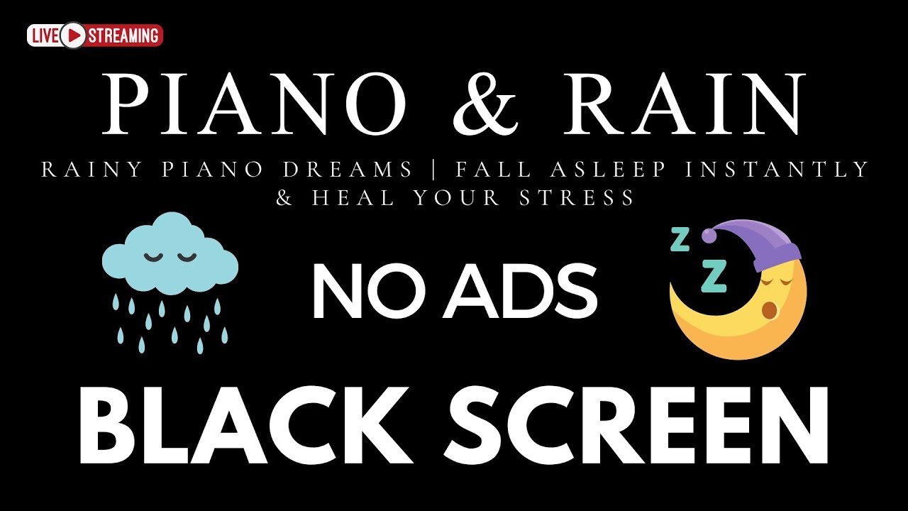 FALL INTO SLEEP INSTANTLY - Soft Piano Music and Relaxing Rain Sound for Deep Sleep | BLACK SCREEN