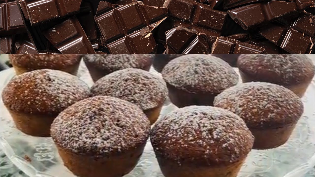 Enkel oppskrift p&aring; saftige muffins med sjokoladebiter.
