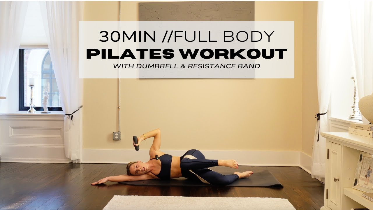 30 MIN FULL BODY PILATES AT HOME WORKOUT | WITH DUMBBELL & BAND | full body home workout